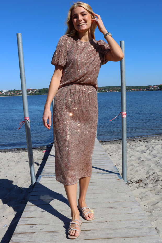 Paige Ss Blouse | Brown Sequins | Bluse fra Liberté