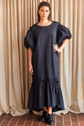 Big Sleeve Black Cotton Dres | Kjole fra Avery