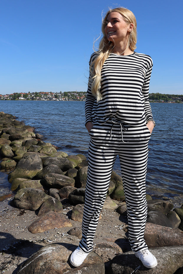 Natalia Straight Pants | Black Creme Stripe | Bukser fra Liberté