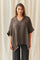 Fiorella Linen V-neck | Dark Maroon | French Laundry