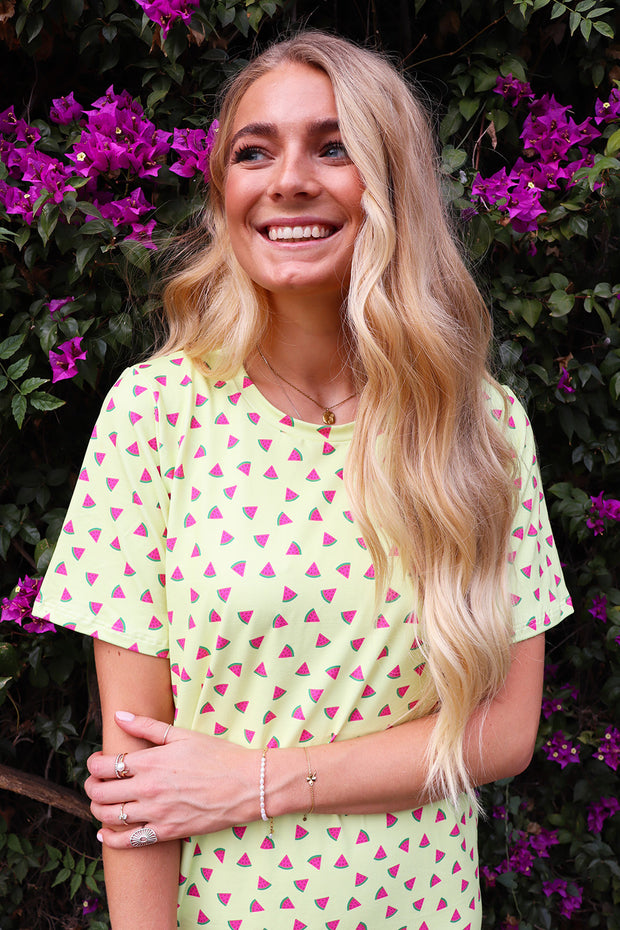 Alma Tshirt Dress | Yellow Watermelon | Kjole fra Liberté