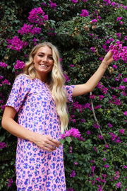 Alma Tshirt Dress | Pink Purple Flower | Kjole fra Liberté