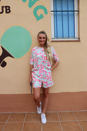 Alma Shorts | Mint Pink Flower | Shorts fra Liberté