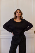 V-Pullover aus 30 % Mohair 1912 V | Schwarz | Stricken von Lisen