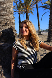 Ulla Stripe Tshirt | Black White Stripe | Bluse fra Liberté