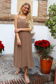 Pilu Strap Dress | Light Brown | Kjole fra Liberté