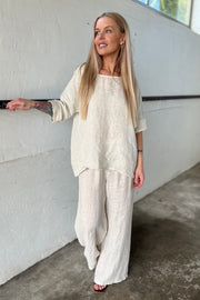Pure Linen Top | Beige | Skjorte fra Atelier C