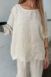 Pure Linen Top | Beige | Skjorte fra Atelier C