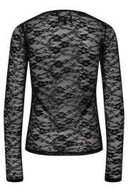 Isa Ls Lace Blouse | Black Flower2 | Bluse fra Liberté