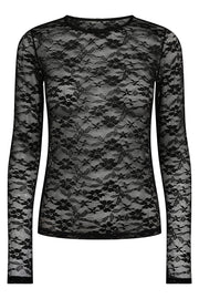 Isa Ls Lace Blouse | Black Flower2 | Bluse fra Liberté