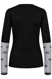 Isa Ls Lace Sleeve Blouse | Black Bow | Bluse fra Liberté