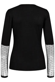 Isa Ls Lace Sleeve Blouse | Black Dot | Bluse fra Liberté