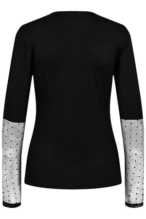 Isa Ls Bluse mit Spitzenärmeln | Schwarzer Punkt | Bluse von Liberté