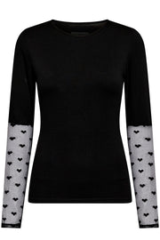 Isa Ls Lace Sleeve Blouse | Black Heart | Bluse fra Liberté