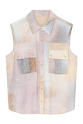 Ilona Sleeveless Shirt | Beige w. Light Blue | Skjorte fra Gustav