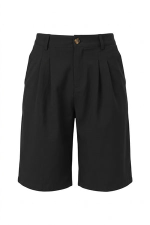 Pleated Bermuda Shorts | Black