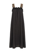 Leoparden-Trägerkleid | Schwarz | Kleid von Avery – nedsat