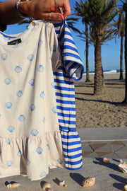 Alma Frill T Shirt (Kids) | Ivory Cobolt Shell | T-Shirt fra Liberté Ami
