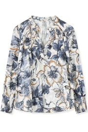 Kora shirt | Grey Flower Print | Skjorte fra Gustav