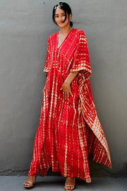 Serengeti Sun Dress | Red | Tiedye Kaftan kjole fra Statebird