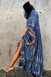 Serengeti Sun Dress | Blue | Tiedye Kaftan kjole fra Statebird