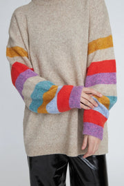 Oversized sweater with multicolor sleeves |  Multi | Strik fra Stella Nova