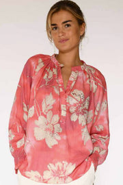 Annsofie shirt 52644 | Coral W. Beige Flower Print | Skjorte fra Gustav
