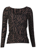 Alma Ls Turn Top | Dunkelbraunes Zebra | Wendebluse von Liberté