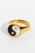 Yin-Yang-Ring | Schwarz &amp; Weiß | Ruf des Vogelgesangs