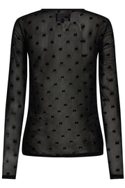 Mesh Ls Tshirt | Black Flock Bow | Meshbluse fra Liberté