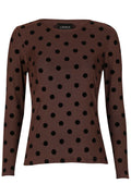 Mesh Ls Tshirt | Brown Black Big Flock Dot | Bluse fra Liberté