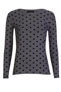Mesh Ls Tshirt | Dark Grey Black Flock Heart | Bluse fra Liberté