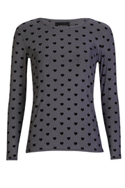 Mesh Ls Tshirt | Grey Black Flock Heart | Bluse fra Liberté