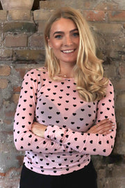 Mesh Ls Tshirt | Rose Black Flock Heart | Bluse fra Liberté