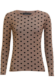 Mesh Ls Tshirt | Sand Black Flock Heart | Bluse fra Liberté