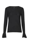 Mesh Ls Frill Sleeve Top | Black