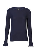 Mesh Ls Frill Sleeve Top | Navy