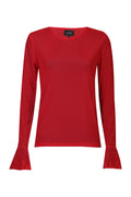 Mesh Ls Frill Sleeve Top | Red
