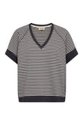Holt V-SS Stripe Sweatshirt | India ink | Bluse fra Mos Mosh