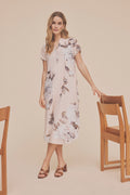 Madonna Midi+ Shirt Dress | Peach Dust w. Print | Kjoler fra Gustav
