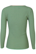 Natalia Ls Round Neck Blouse 9914 | Bottlegreen Sand Stripe | Liberté