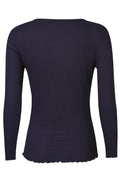 Natalia Ls Round Neck  Blouse | Navy | Bluse fra Liberté