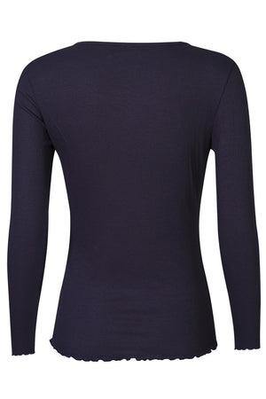 Rundhalsbluse von Natalia L. | Marineblau | Bluse von Liberté