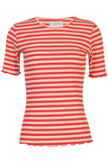 Natalia Ss Blouse | Lobster Red Creme Stripe