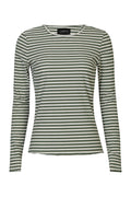 Natalia Ls Round Neck Blouse | Army Creme Gold Stripe