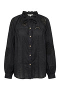 Embroidered Cotton Shirt | Black – nedsat