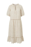 Embroidery Cotton Dress | Beige – nedsat