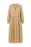 Flowy Embroidery Cotton Dress | Camel – nedsat