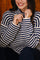 Sara Ls Zip Cardigan 22476 | Navy Creme Stripe | Liberté