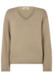 Bine LS V-neck Knit  | Sesame | Strik fra Mos Mosh